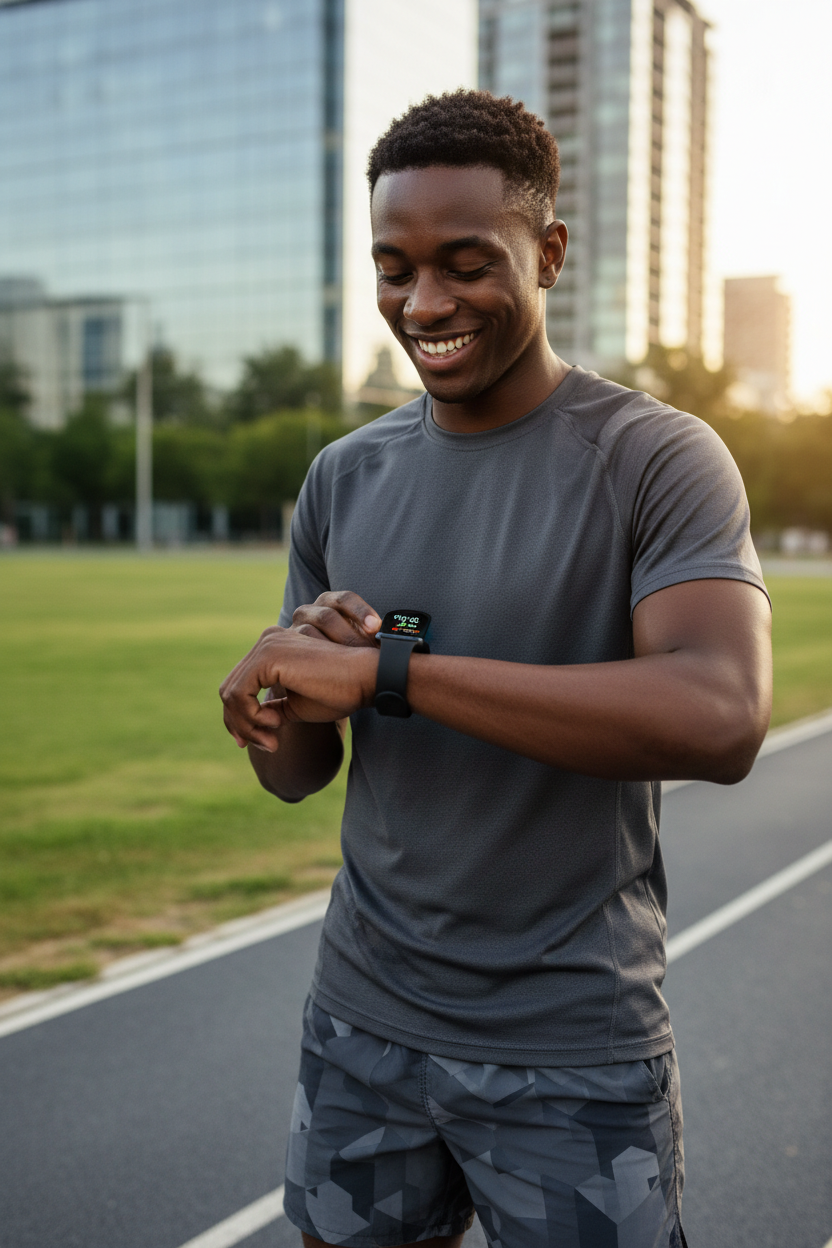 Homme africain portant la montre connectée A300